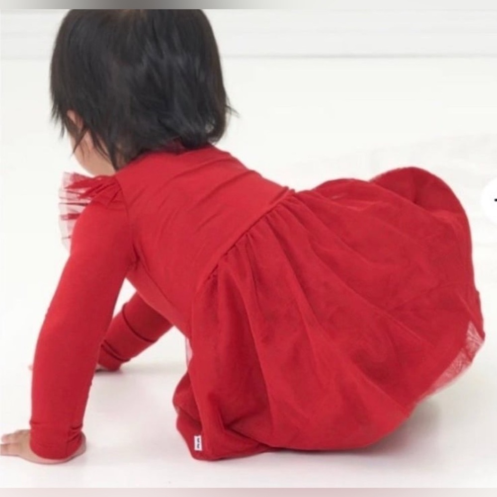 Little Sleepies Holiday Red Flutter Tutu Dress w/Bloomer - 3-6 months - Picture 3 of 8